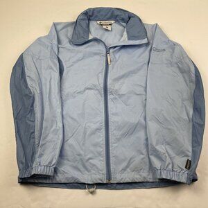 Columbia Hooded Packable Windbreaker Jacket Women’s M Blue Nylon Lightweight